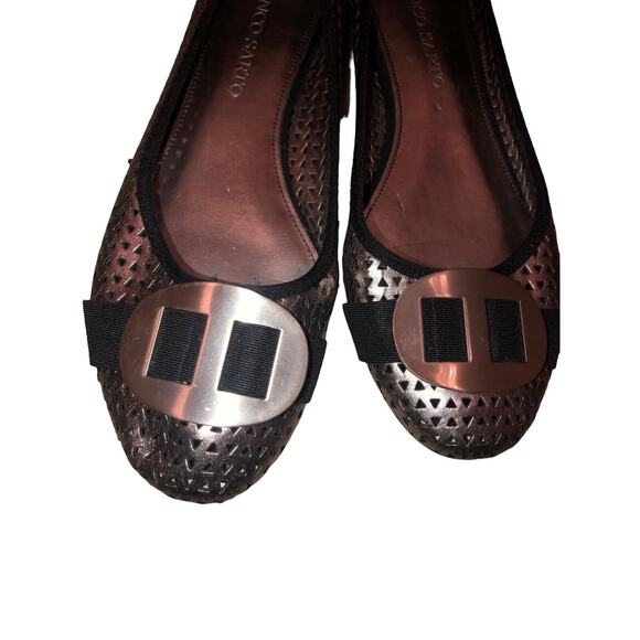 Franco Sarto Silver/Black Perforated Leather Flats Size 8.5M - Picture 4 of 11